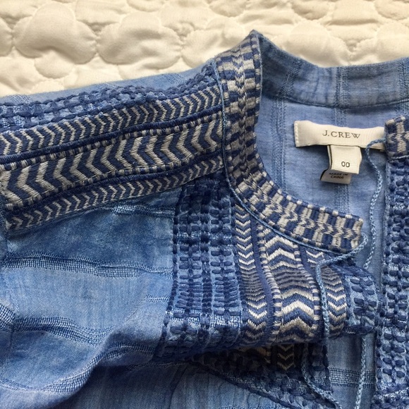 J.crew embroidered blue pleasant top - Picture 4 of 7